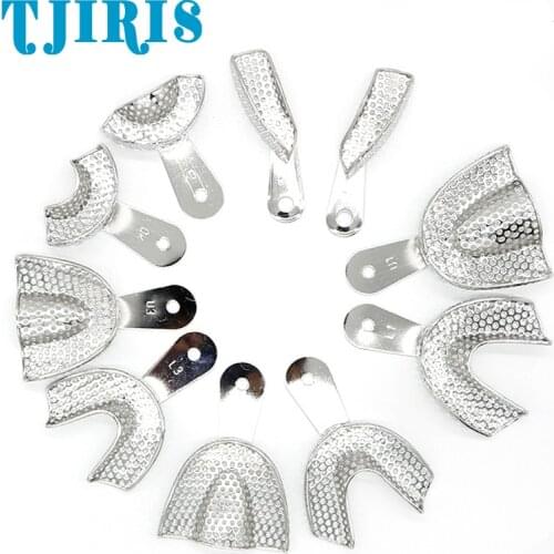 TJIRIS Good Quality Dental Lab Equipment S/M/L Size Upper Lower Stainless Steel Impression Trays For Dental Lab