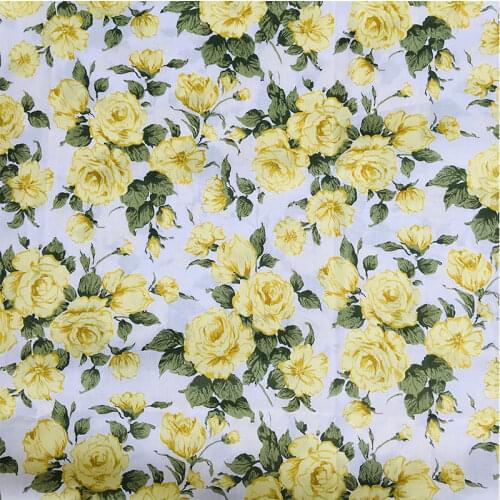 Yellow Rose 80S Like Liberty Cotton Poplin Fabric For Kids Baby Sewing Cloth Dresses Skirt DIY Handmade Patchwork Meter 2021