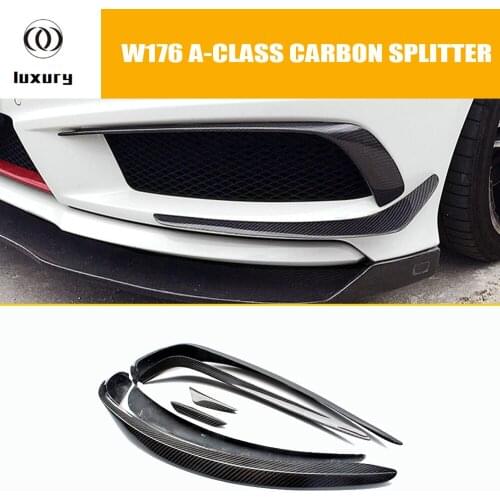 W176 Carbon Fiber Front Bumper Side Canards Splitter Spoiler for Mercedes Benz W176 A180 A200 A260 A45 AMG Sport Bumper 13 - 15