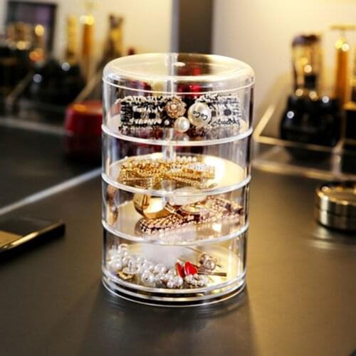 Rotating Transparent Jewelry Box Earrings Hair Ring Ring Bracelet Hair Clip Headdress Head Rope Decoration Box 2020 E11132