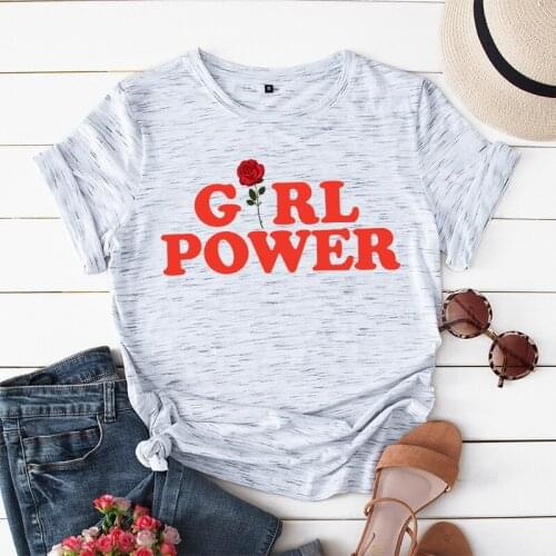 Girl Power Harajuku Graphic Women Tee Tops 100% Cotton Plus Size Summer Loose Tshirts Female Casual T-shirts Drop Ship