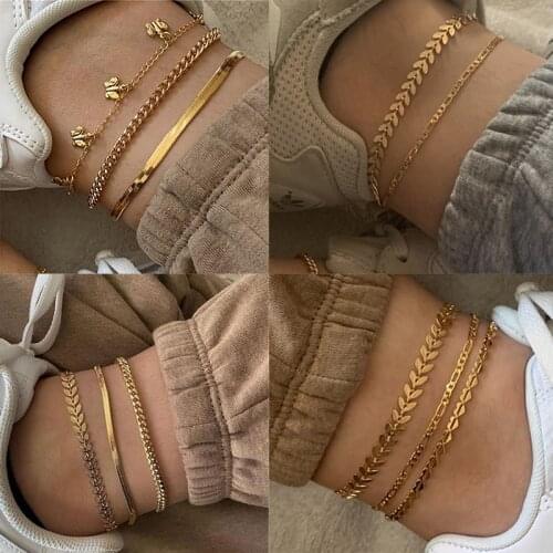 ZOVOLI Boho Gold Color Simple Geometry Chain Anklets For Women Beach Foot Jewelry Leg Chain Ankle Bracelets Women Accessories