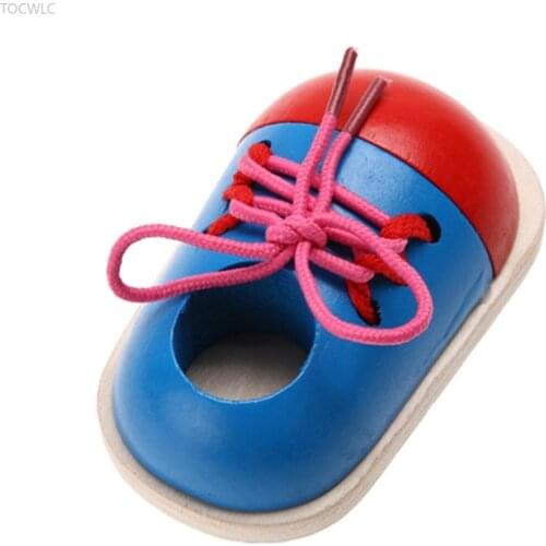 1Piece Kids DIY Eva Clock Learning Education Fashion Toddler Lacing Shoes Montessori Kids Wooden Toys Children Toy Gifts