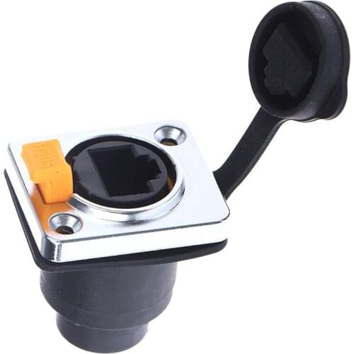 1pc Practical RJ45 Waterproof Connector Female Panel Mount Sockets Ethernet IP65 Straight