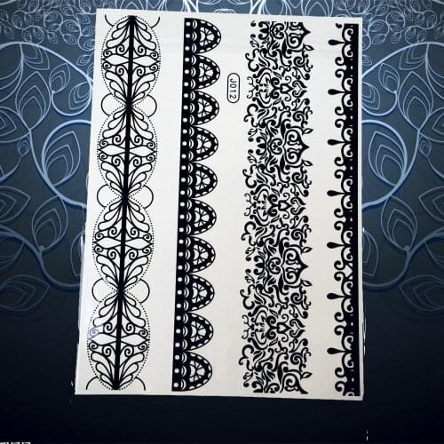 1PC Flash Mehndi Tatoo Black Henna Women Fake Bracelet Tattoo Waterproof Arm Leg Makeup Temporary Lace Flower Tattoo Paste PBJ12