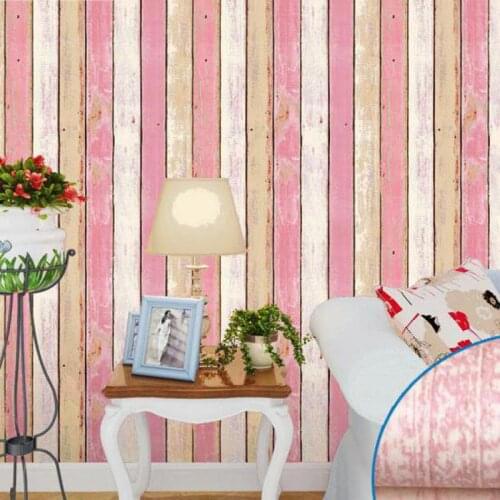 10m Mediterranean Striped Wood Grain PVC Vinyl Self-adhesive Wallpaper Sticker Living Room Bedroom Children Blue Pink