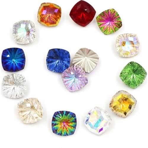 20pcs/Bag 8mm/10mm Fat Square Shape Pointback Glass Strass Crystal Rhinestones Diy Nail Art/Clothing/Jewelry Accessories
