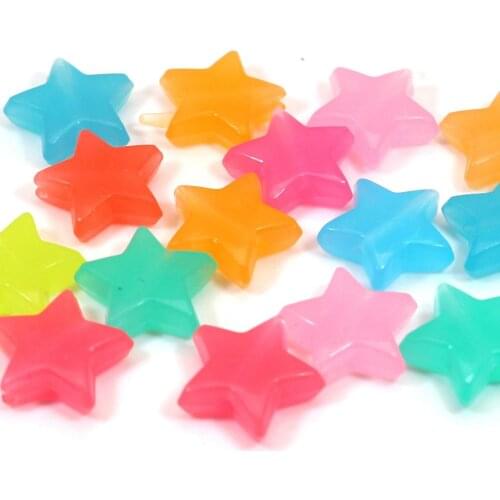 100 Mixed Jelly Color Acrylic Star Charm Beads 14mm Kids Crafts