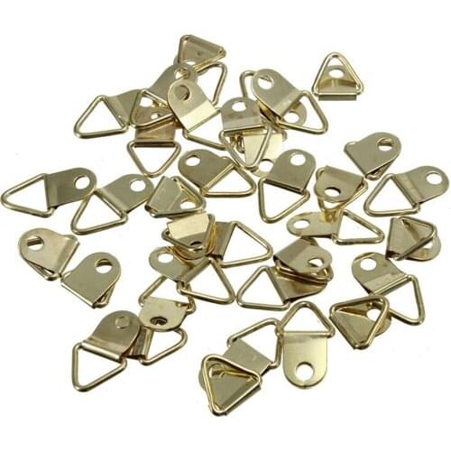 20Pcs/lot Brass D-Ring Picture Oil Painting Mirror Frame Wall Mount Hooks Hangers With Screws