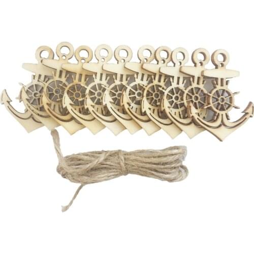 20pcs Mediterranean Anchor Nautical Wood DIY Craft Scrapbook Embellishment Wooden Pendants Ornaments Decorations