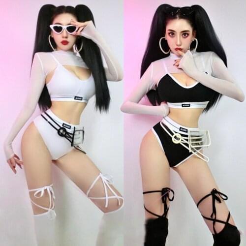 2021 Nightclub Jazz Dancer Costume Women Dj Sexy Bikini GoGo Dance Clothes Drag Queen Pole Dance Costume Rave Outfit DNV15267