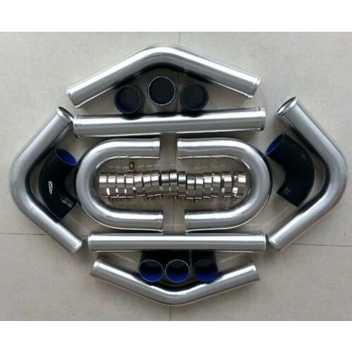3" 76mm Aluminum Universal Intercooler Turbo Piping pipe Kit + hose+ clamps