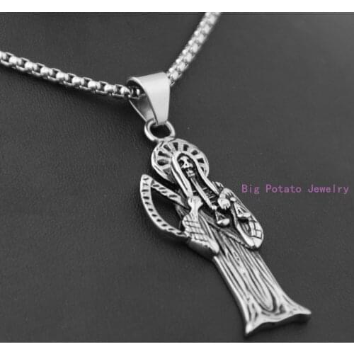 51mm*20mm 8g Silver Black Color Vintage Death Pendant Necklace 316L Stainless Steel For Handsome Mens Gift Jewelry Free Chain