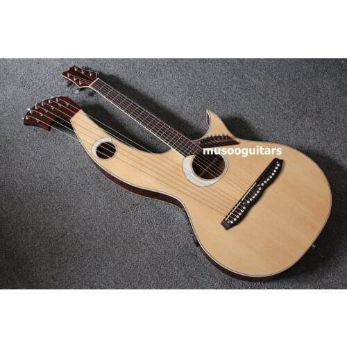 6,6,8 String Acoustic Electric Double Neck Guitar, Harp Guitar