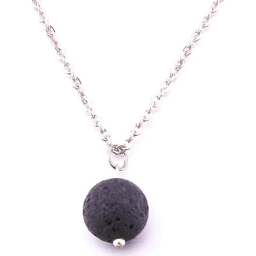 8MM 10MM Black Lava Stone Bead Necklace Diy Aromatherapy Essential Oil Diffuser Necklace For Women Jewelry