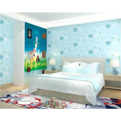 Beibehang cartoon British wind Castle Pink wallpaper childrens room boys and girls bedroom 3d wallpaper living room Wall cloth