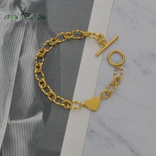 Nextvance Lovely Stainless Steel Bracelet Printed Chain Bangles Love Gold Couple Bracelets For Women Girl Couple Daily Jewelry