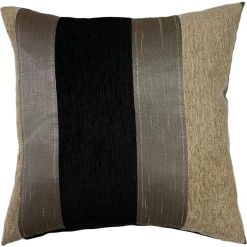 Classical Black Chenille Jacquard Stripe Decorative Cushion Cover Throw Pillowcase Chair Cushion Cover