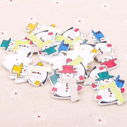 Wooden Mixed Christmas Snowman Pattern Buttons Scrapbook Collection Handmade Sewing Home Decoration DIY 35x26mm 20pcs MT1627