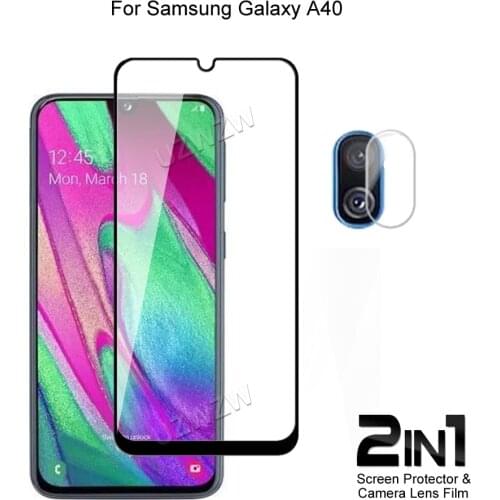 For Samsung Galaxy A40 Camera Lens Protecting Film & Full Coverage Protective Tempered Glass Phone Screen Protector