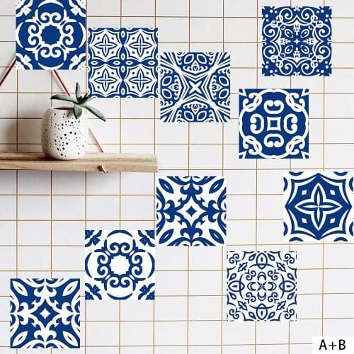 European Classical Black and White Tile Waterproof Sticker DIY Splicing Creative Decorative Flower Brick Wall Sticker