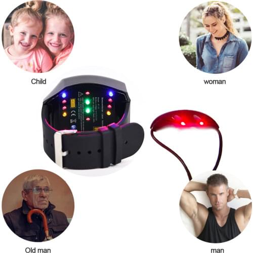Cold Laser Therapy Watch Diabetes Laser Watch Red Bule Yellow Light Improve Blood Flow Fat Garbage Hypotensive Blood lipids