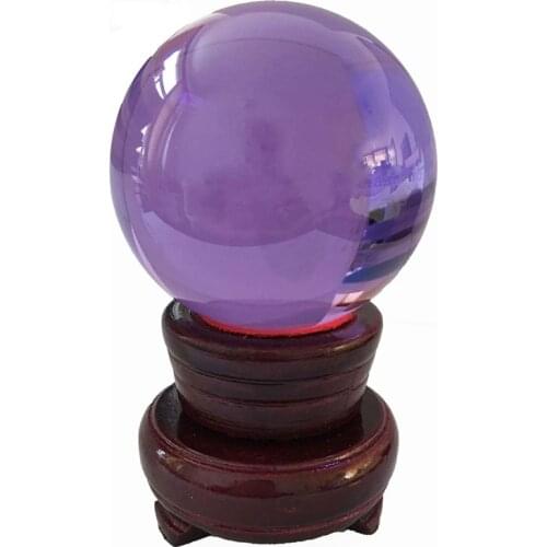 K9 Crystal Ball Wooden Crystal Stand 80mm Mixcolor Art Decor Crystal Prop for Home Decoration Accessaries Fengshui