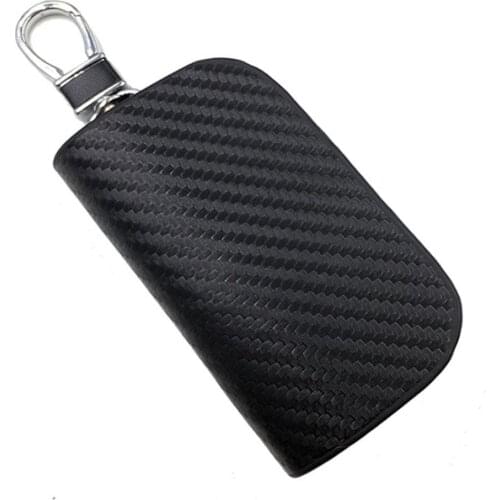 Pu Leather Car Key Case Carbon Fiber Zipper Bag Universal Personalized Protective Cover Portable GPS Signal Shielding Box