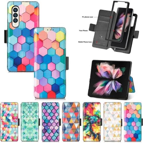 Leather Wallet Case For Samsung Galaxy Z Fold 3 Cover Flip Stand Hard Protection Magnetic Case With Card Holder