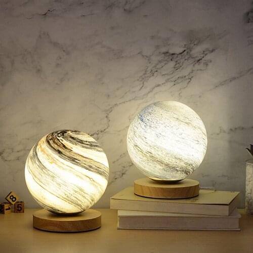 Wandering Earth Creative Moon LED Round Small Table Lamp Bedroom INS Girl BirthdayGift Bed Starry Night Light