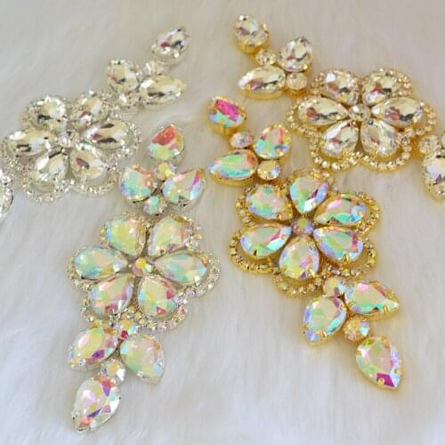 Crystal Rhinestones Applique Tirm DIY Wedding Dress Accessories Crystal AB Sewing Rhinestone