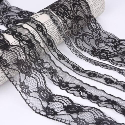 10Yard/lot 5 Sizes Beautiful Black Lace Ribbon Embroidered Net Lace Trims DIY Sewing Garment Accessories african lace fabric