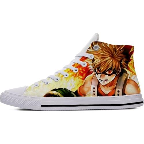Fashion Casual Canvas Shoes Japan Anime My Hero Academia Bakugou Katsuki High Top Harajuku Breathable 3D Print Men Women Sneaker