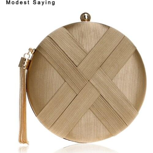 Fashion Gold Bandage Wedding Party Handbags 2018 New Circle Round Shoulder Bags Prom Evening Purse Clutch Bags Crossbody Bags