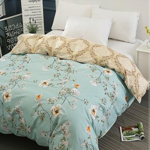 Light Blue Simple style fashion Home Bedding Set 3-4pcs Printed Solid bedding sets Lovely Pattern with flowers