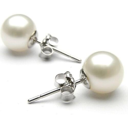 Charming AAA 9-10mm White Genuine south sea Pearl Earring 14 r