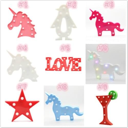 Wholesale 6PCS/LOT Ins Love Unicorn Star Cocktail Cup LED Marquee Light Kids Night Lamp Cheap Nice Gifts For Room Decoration