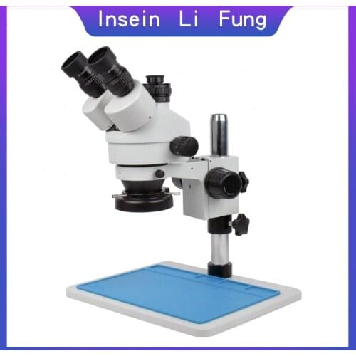 Industrial Stereo Binocular Microscope 3.5X-90X Trinocular Simul-focal Magnifier for Jewelry Inspection PCB Welding Repair
