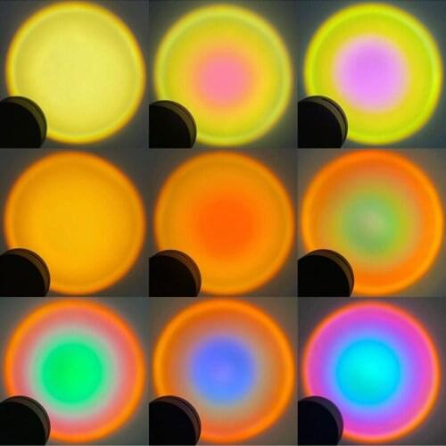 Rainbow Sunset Lamp Projector Night Lights Sunset Projection Led Desk Lamp Bedroom Atmosphere Sun Rainbow Table Lamps Wall Decor