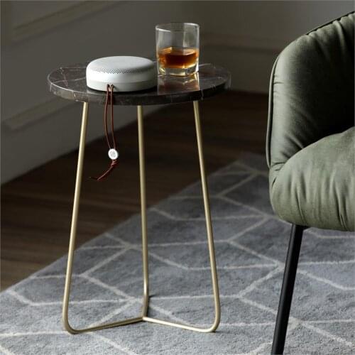 Nordic Luxury Black Marble Sofa Side Table Decoration For Home Living Room Office Hotel Metal Table Simple Round Table Ornament