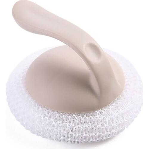 Steel Wire Ball Scrubber Dish Cleaning Brush Stainless Steel Long Handle Sponge Balls Cleaner For Washing Pot Dish Pan Bowl Tool