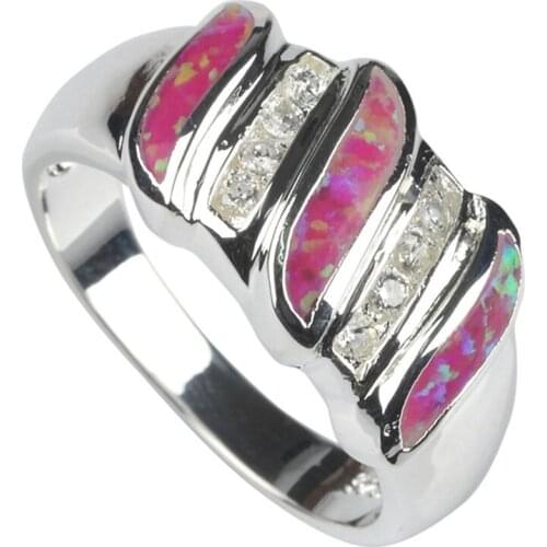 SHUNXUNZE Pink Opal Engagement Wedding Rings Jewelry & Accessories For Men And Women At A Loss Rhodium Plated R110 size 6 7 8 9
