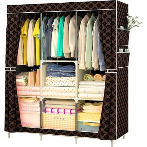 Folding Non-woven Cloth Wardrobe Dustproof Fabric Closet Steel Pipe DIY Assembly Clothes Storage Cabinet Children Room Furniture