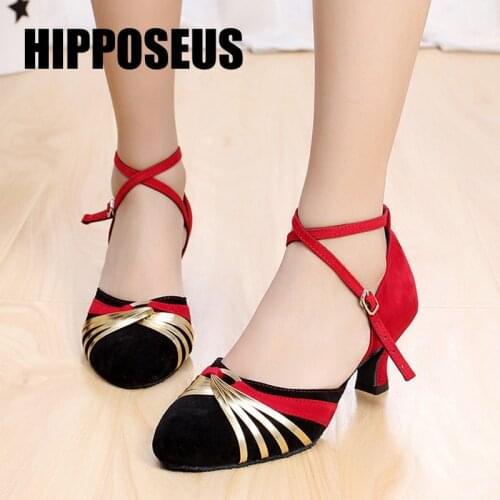 HIPPOSEUS Latin Dance-Shoes Women Tango Girls Modern Salsa Dance Shoes Ladies Ballroom Dancing Shoes Soft High Heel Dance Shoes