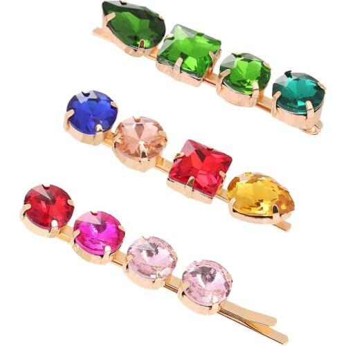 Vintage retro colorful rhinestone hairpins headwear hairclips barrettes hair accessories