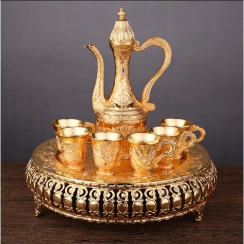 European alloy Vintage gold color wine set Wedding bar home jug decoration drinkware tableware drinks set wine cup JJ056
