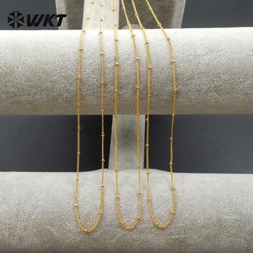 WT-N1062 Simple Charming Stallite Beads Chain And Necklace In High Quality Gold Electroplated For Women Necklace Findings