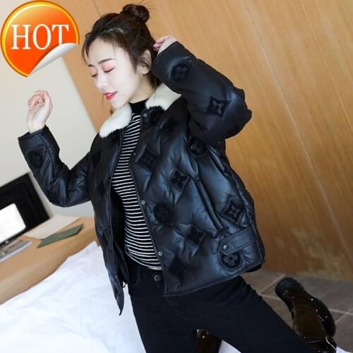 2021miling winter sheepskin Mink Collar short embroidered down jacket female