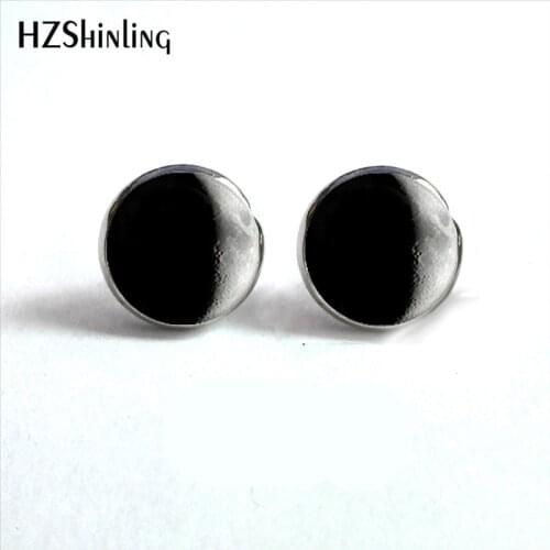 NES-0072 Full Moon Stud Earrings Galaxy Universe Ear Nail Out of Space Earrings Jewelry Glass Dome Earrings For Women HZ4