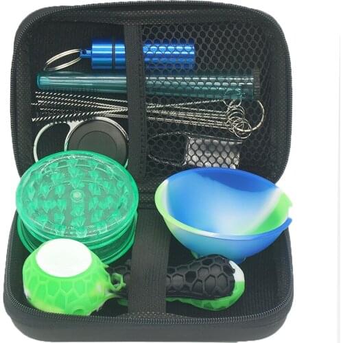 1Set Smoking Pipe Grinder Cigarette Accessories With Lighter Leash Rolling Paper Tube Silicone Bowl Storage Box Tobacco Smoke